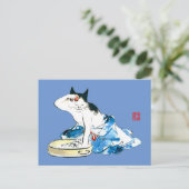 Humoristische Japanse Kat Bathing II Briefkaart (Staand voorkant)