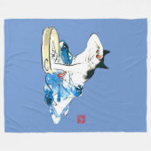 Humoristische Japanse Kat Bathing II Fleece Deken (Voorkant (Horizontaal))