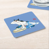 Humoristische Japanse Kat Bathing II Kartonnen Onderzetters (Schuin)