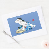 Humoristische Japanse Kat Bathing II Rechthoekige Sticker (Envelop)