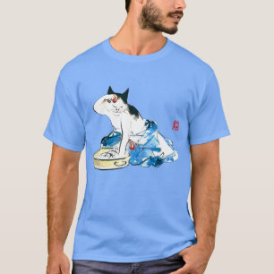 Humoristische Japanse Kat Bathing II T-shirt