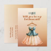 Humoristische jurk zal je mijn bruidsmeisje zijn uitnodiging briefkaart (Voorkant / Achterkant)