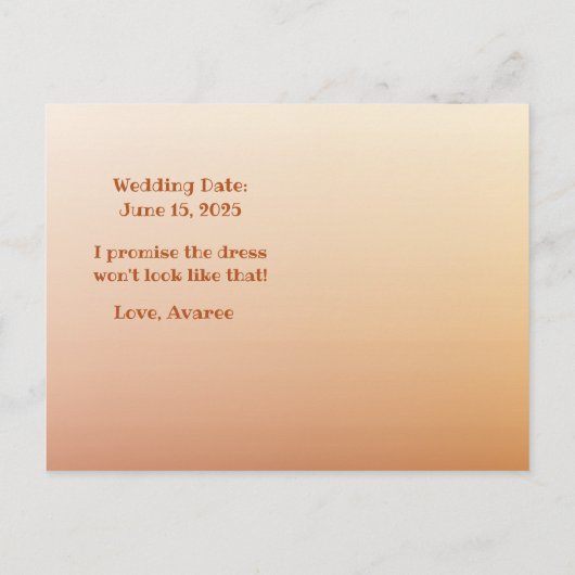 Humoristische jurk zal je mijn bruidsmeisje zijn uitnodiging briefkaart (Achterkant)