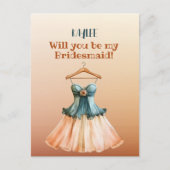 Humoristische jurk zal je mijn bruidsmeisje zijn uitnodiging briefkaart (Voorkant)