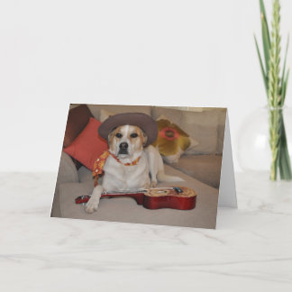 Humoristische kaart met foto van hond in cowboypet