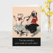 Humoristische Kat Hond Jubileum Kaart (Gele Bloem)