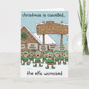 Humoristische Kerst Kaart - Elf Union Strike