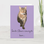 Humoristische kerstkaart met een charmante tabby k bedankkaart (Voorkant)