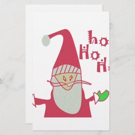 Humoristische Kerstman met feestelijke Ho Ho Ho Briefpapier (Voorkant / Achterkant)