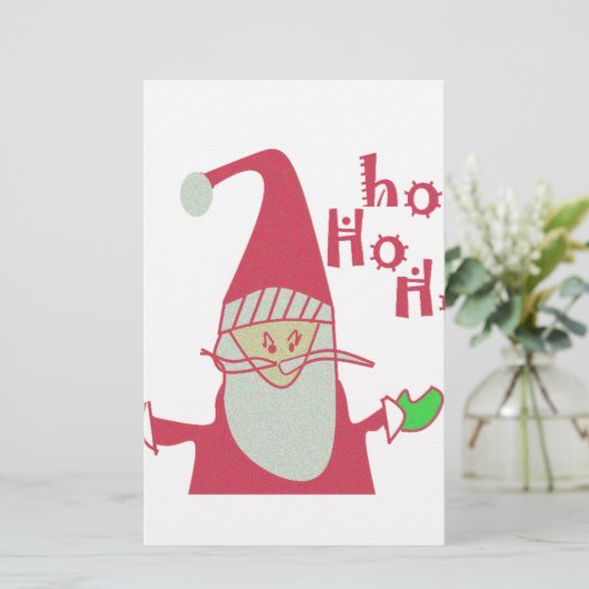 Humoristische Kerstman met feestelijke Ho Ho Ho Briefpapier (Staand voorkant)