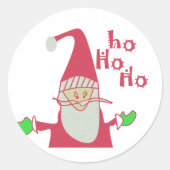 Humoristische Kerstman met feestelijke Ho Ho Ho Ronde Sticker (Voorkant)