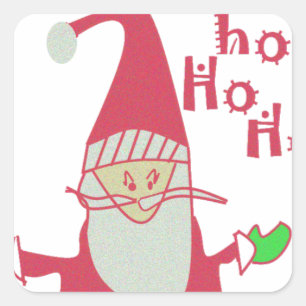 Humoristische Kerstman met feestelijke Ho Ho Ho Vierkante Sticker