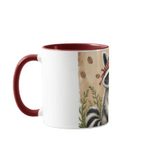 Humoristische koffiemok met wasbeer en onderschrif