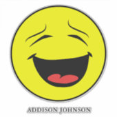 Humoristische lachende emoji geel gezicht Voeg naa Sticker (Voorkant)