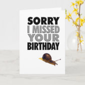 humoristische late verjaardagsslak kaart (Gele Bloem)