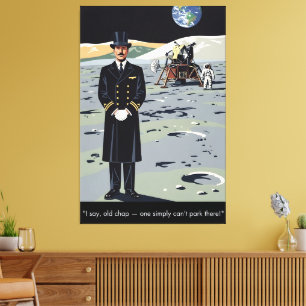 Humoristische Maan WPA Stijl Canvas Afdruk
