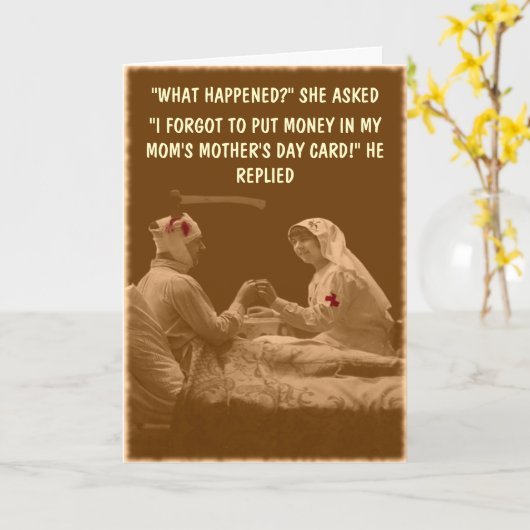 Humoristische moederdag kaart (Gele Bloem)