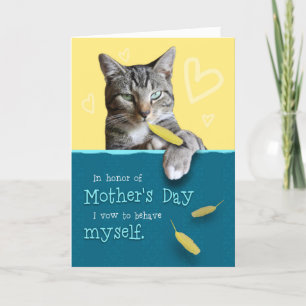 Humoristische Moederdag-Kaart met Naughty Cat Kaart