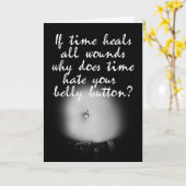 Humoristische navel verjaardagskaart kaart (Gele Bloem)