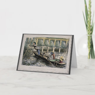 Humoristische nostalgie kaart - vissen met familie