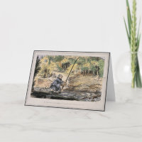 Humoristische nostalgische kaart - vliegvissen met