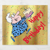 Humoristische oma verjaardagstaart party papier sparkling wijnetiket (Enkel label)