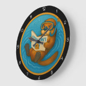 Humoristische otter in het zwembad grote klok (Hoek)