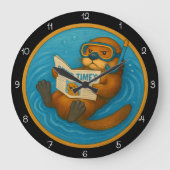 Humoristische otter in het zwembad grote klok (Voorkant)