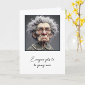 Humoristische oude dame die oud wordt kaart (Gele Bloem)