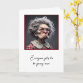 Humoristische oude dame die oud wordt kaart (Gele Bloem)