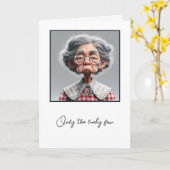 Humoristische oude dame die oud wordt kaart (Gele Bloem)