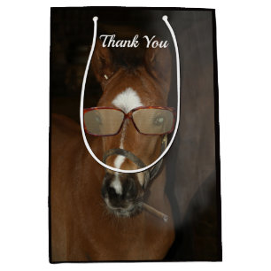 Humoristische Paard Veulen roken Sigaar Gift Bag Medium Cadeauzakje