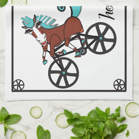 humoristische paarden theedoek (Gevouwen)