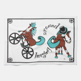 humoristische paarden theedoek