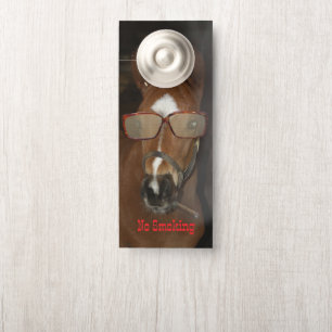 Humoristische Paardenveulen Roken Sigaar Deur Knop Deurhanger