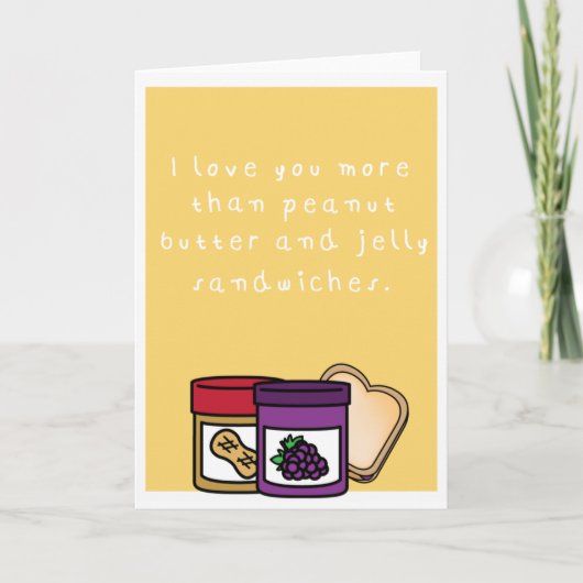 Humoristische pindakaas en geleisandwich feestdagen kaart (Voorkant)