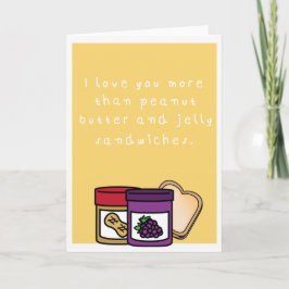 Humoristische pindakaas en geleisandwich feestdagen kaart