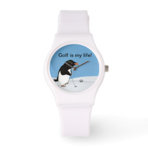 Humoristische Pinguïn Spelen Golf Horloge