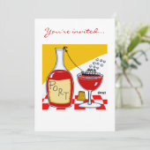 Humoristische Port Wine Cartoon Proeverij of Bon V Kaart (Staand voorkant)