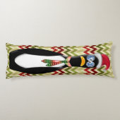 Humoristische Santa Penguin op Rode en Groene Zig Lichaamskussen (Achterkant)