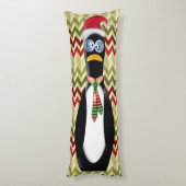 Humoristische Santa Penguin op Rode en Groene Zig Lichaamskussen (Achterkant (Verticaal))