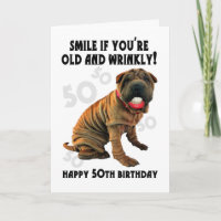 Humoristische Shar Pei oude en rimpelige verjaarda