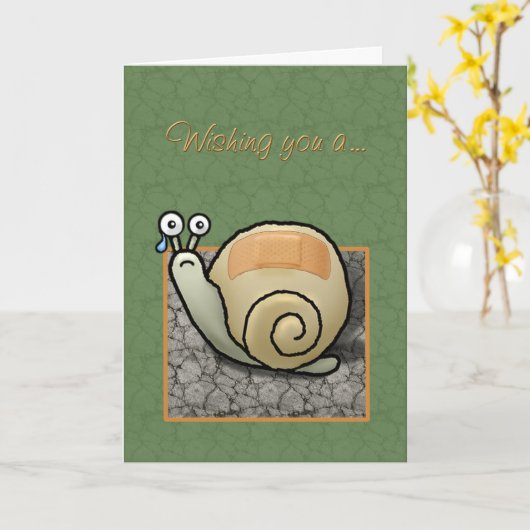 Humoristische slak "Speedy recovery" kaart (Gele Bloem)