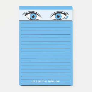Humoristische Stalen Blauwe Ogen die boven op Post-it® Notes
