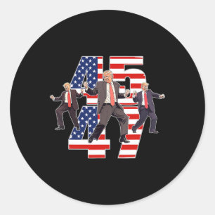 Humoristische Trump Grappige Overwinningsdans Trum Ronde Sticker