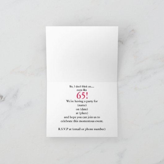 Humoristische uitnodiging voor je 65e verjaardag (Binnen)