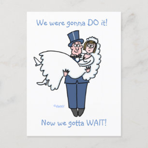 Humoristische uitstel aankondiging cartoon voor tr