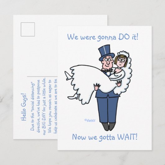 Humoristische uitstel aankondiging cartoon voor tr (Voorkant / Achterkant)