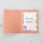 Humoristische verjaardag flamingo zweven in een zw kaart (Binnen)