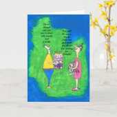 Humoristische verjaardag Kaart dame met mieren in  (Gele Bloem)